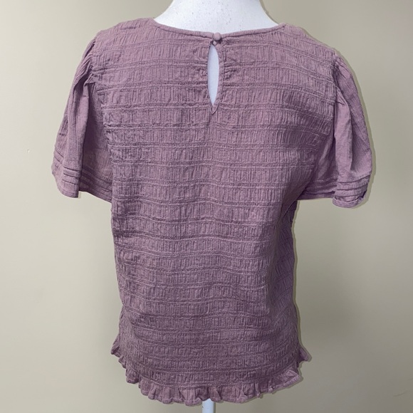 Madewell Short Sleeve Textured Stretch Top Mauve Size XL - Picture 3 of 4